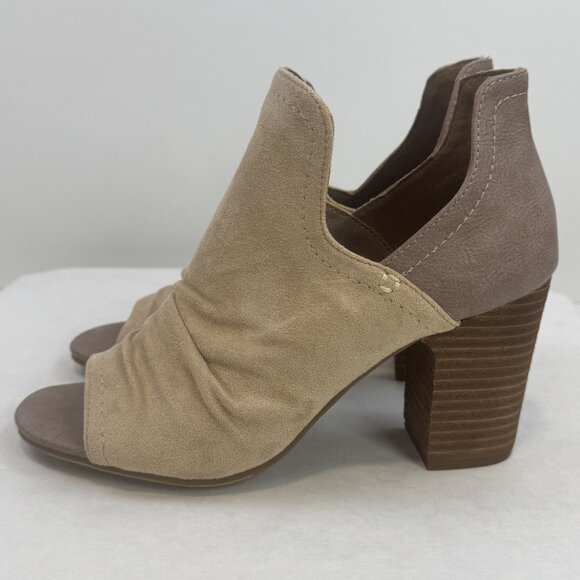 Girl Madeline Womens Size 7M Brown Suede Upper Ankle Bootie Peep Toe High Heels - Picture 1 of 13